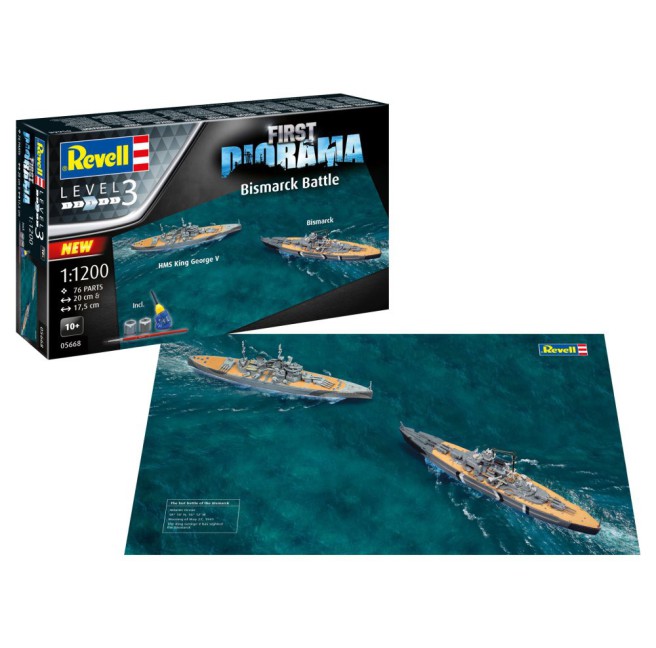 1/1200 Diorama Bismarck Battle + farby | Revell 05668