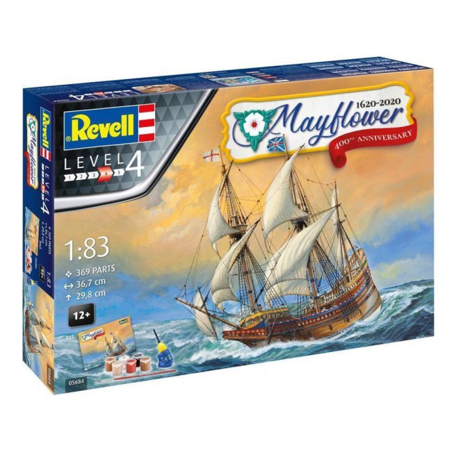 Mayflower 400th Anniversary Sailboat Model Kit with Paints | Revell 05684