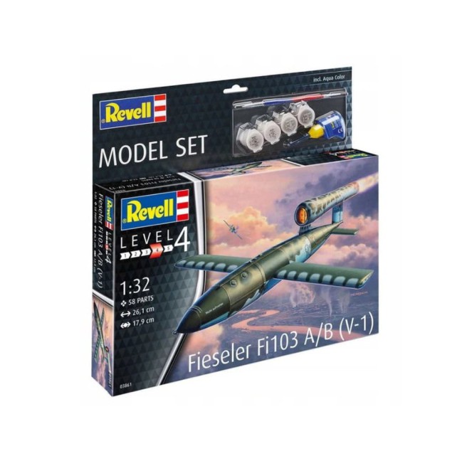 Fieseler Fi103 V-1 Model Airplane Kit 1/72 Scale with Paints and Tools
