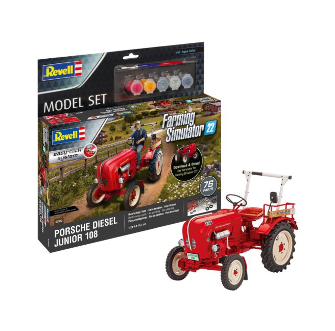 Porsche Junior 108 Tractor Model Kit 1:24 Scale with Easy Click System and Paints