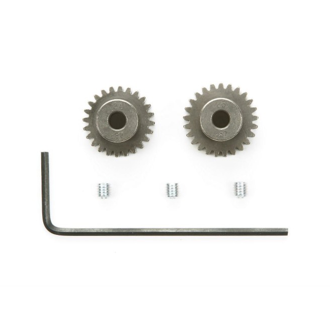 Steel Pinion Gear Set 24T 25T 48P for Tamiya RC Cars.