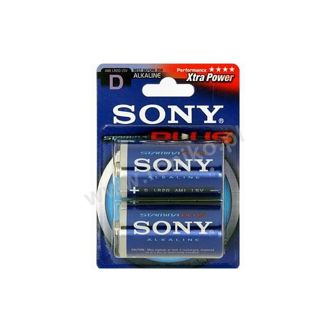 Stamina Plus Alkaline Batteries 1.5V R20/D (2) by Sony AM1-B2A