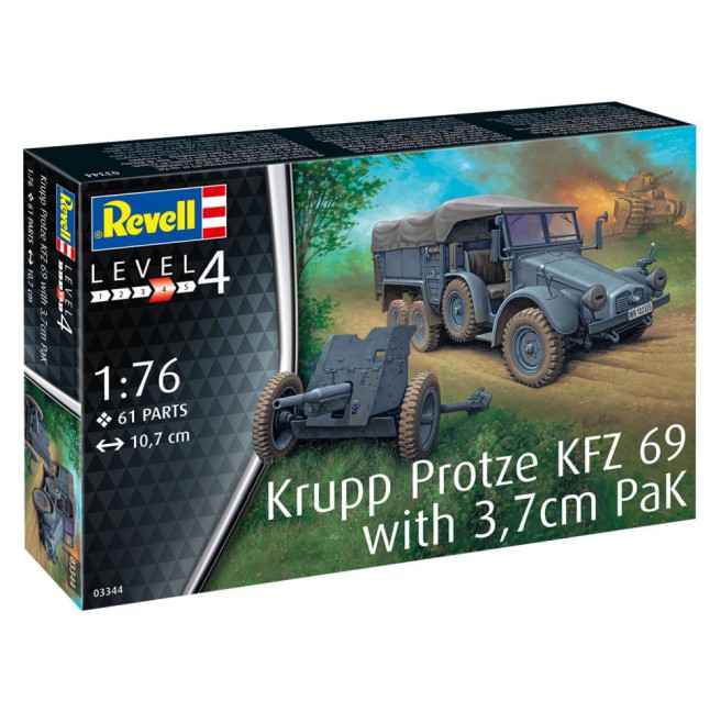 Krupp Protze KFZ 69 with 3.7cm PaK Military Truck Model Kit 1/76 Scale by Revell