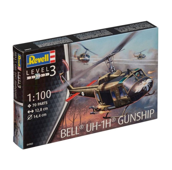 Bell UH-1H Gunship Helicopter Model Kit 1/100 Scale by Revell