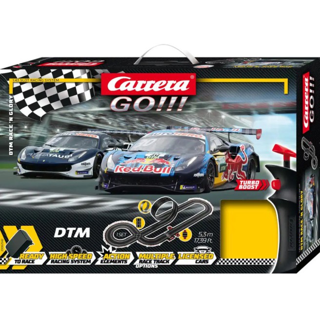 Carrera 62542 | GO!!! DTM Race 'n Glory 5,3 m mit Ferrari 488 GT3.