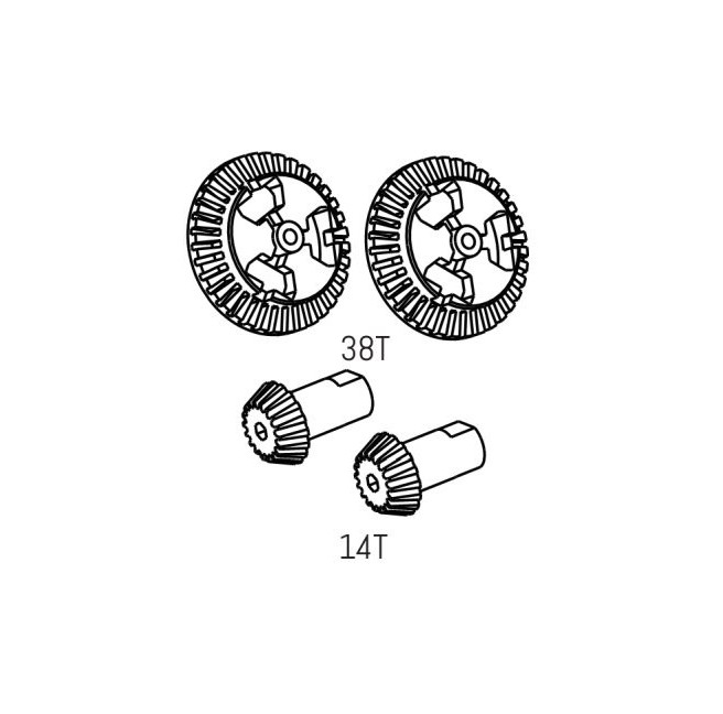 38T Spur Gear and 14T Pinion Gear Set for 1/16 On-Road RC Cars