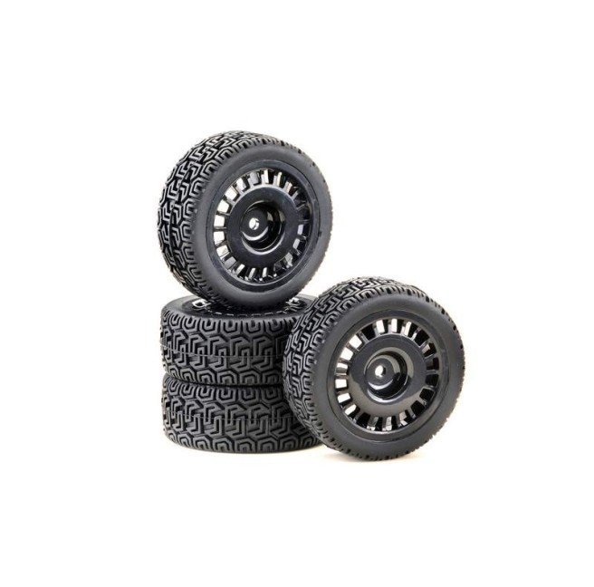 1:10 Scale Rally Winded Design Black Wheels Set (4) Absima 2510061