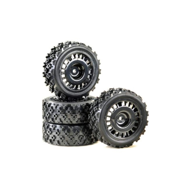 1:10 Scale Rally Block Design Black Wheel Set (4) Absima 2510060