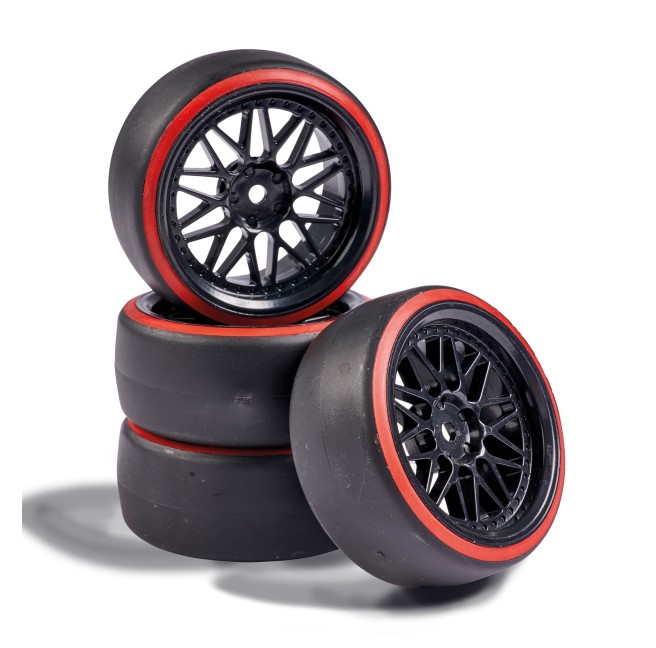 1:10 Wheel Set Drift (4) black/red Carson 900157