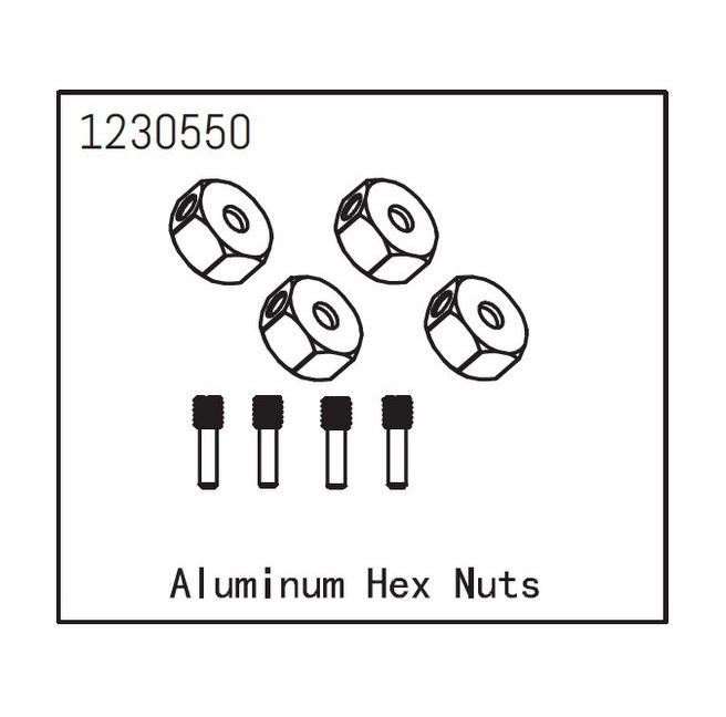 Aluminum Hex Nuts (4) Absima 1230550