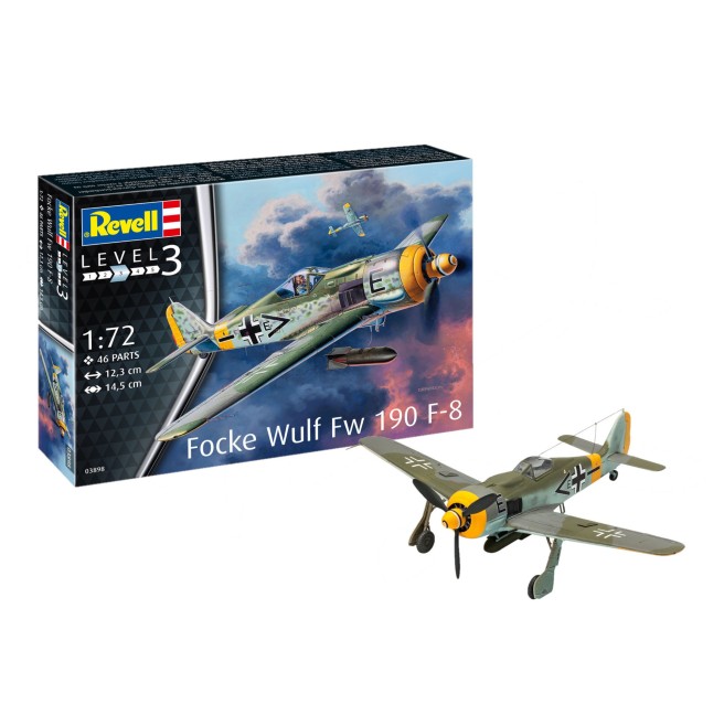 Modell des Flugzeugs Focke Wulf FW190 F-8 Revell 1:72 mit Box