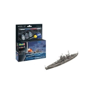 Zestaw modelarski statku wojennego Gneisenau Revell w skali 1:1200 z farbami
