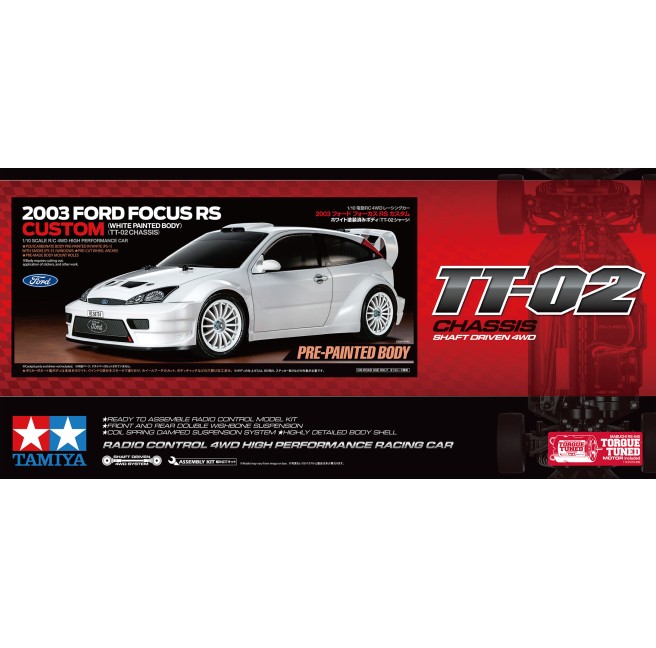 Ford Focus RS TT-02 1:10 4WD pomalowany Tamiya 47495