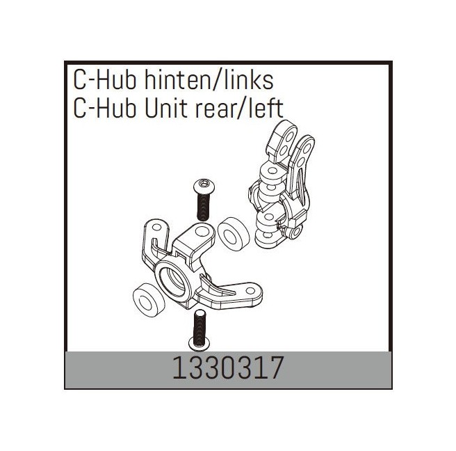 Rear left C-Hub for RC car Absima part number 1330317.
