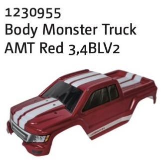 Red Body Shell for Monster Truck AMT3.4 BL V2 by Absima.