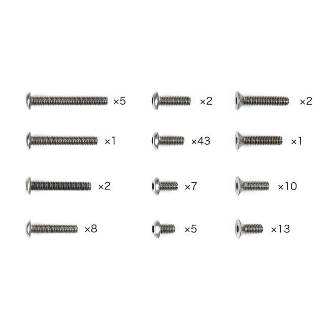 Tamiya titanium screw set with quantity markings