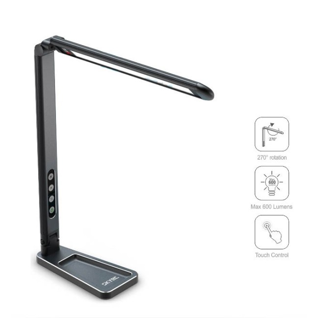 Black LED desk lamp SkyRc with touch control and rotating head