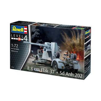 Model 8.8 cm Flak 37 in 1:72 scale from Revell with Sd.Anh.202 set.