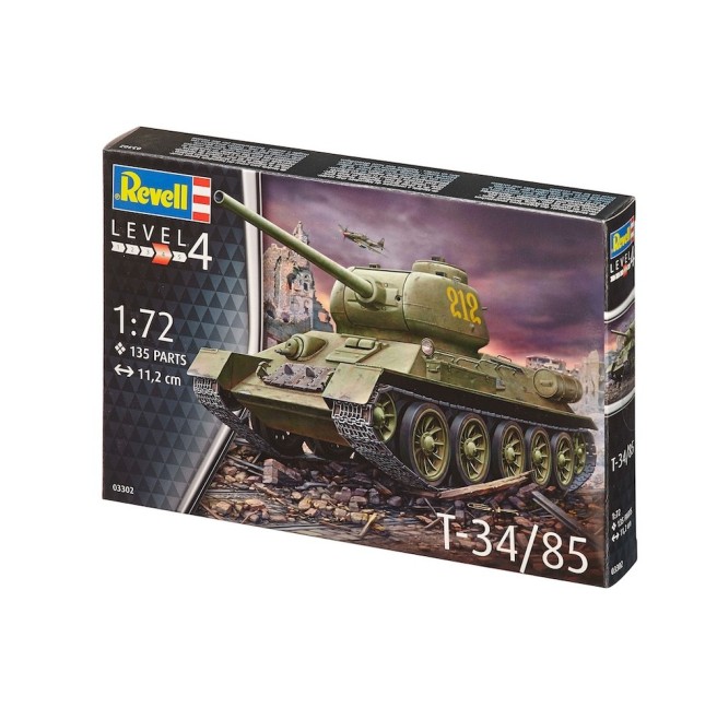 Modell des Panzers T-34/85 im Maßstab 1:72 der Firma Revell