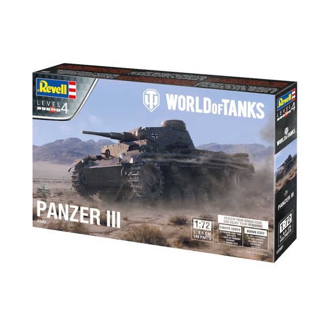 Modell des Panzers Pzkpfw III Ausf. L Maßstab 1:72 World of Tanks Revell 03501