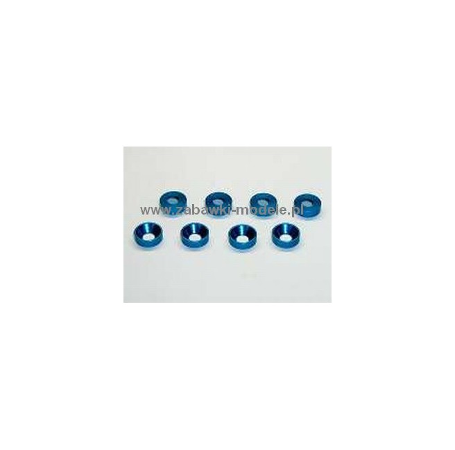 Aluminum Tamiya Blue Conical M3 Washers (Pack of 8)