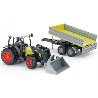 Bruder Tractor Claas Nectis 267 F with Loader and Trailer Green-Silver