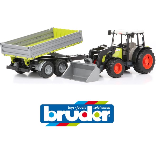 Bruder 01998 Traktor Claas Nectis 267 F z ładowaczem i przyczepą zielono-srebrną 3