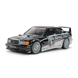 Mercedes-Benz 190 E EVO II 1991 pomalowany niebiesko-srebrny TT-01E 1:10 4WD Tamiya 47525