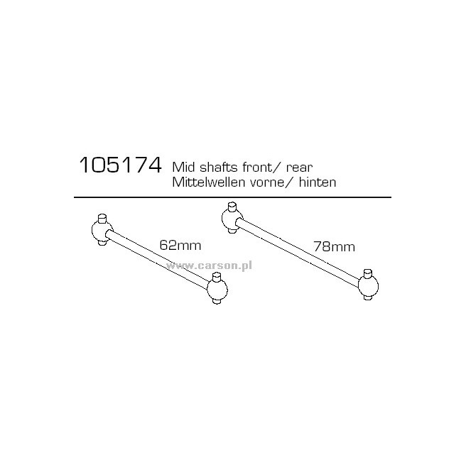 Drive Shafts Set for Carson Stormracer 62/78mm CV-10B