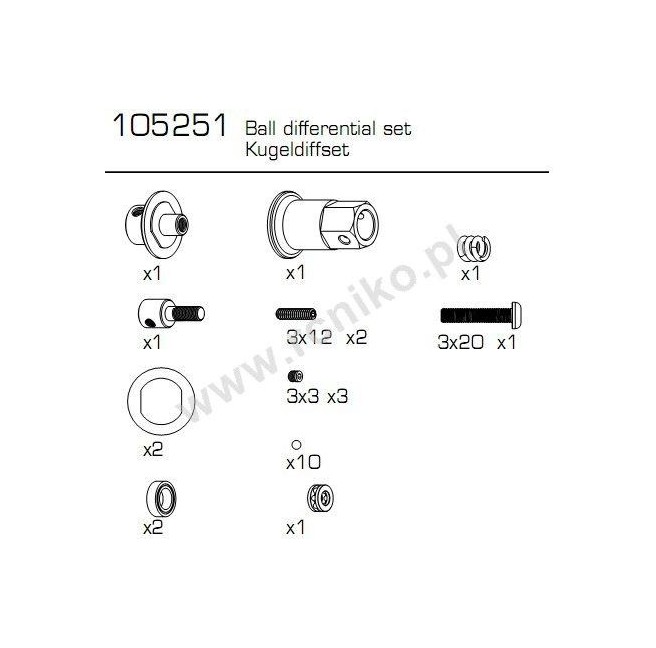 Differential Elements Kit for Carson 500105251 GoKart