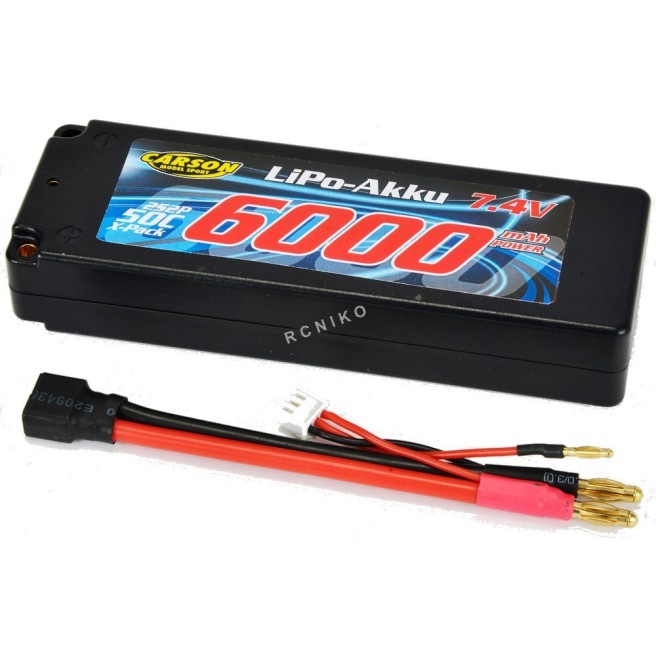 7.4V 6000mAh LiPo Rechargeable Battery with 50C Discharge Rate