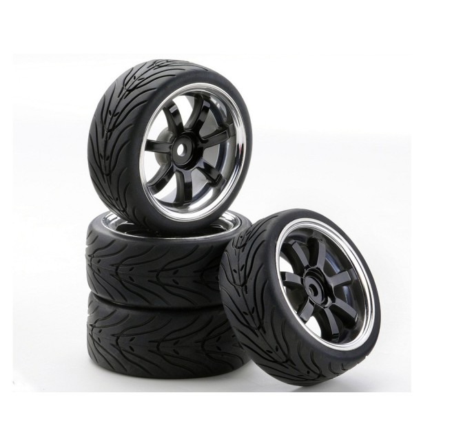 1:10 Scale 26mm SC W7 Chrome-Black Wheels, Set of 4