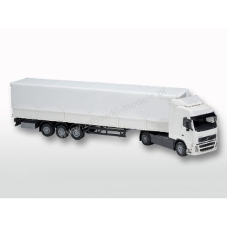 Emek 80350 Volvo FH Globetrotter ciągnik z naczepą plandeką - kabina biała