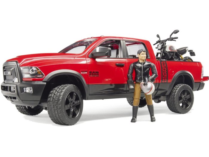 Zabawka Dodge RAM 2500 Power Wagon z motocyklem Ducati Desert Sled